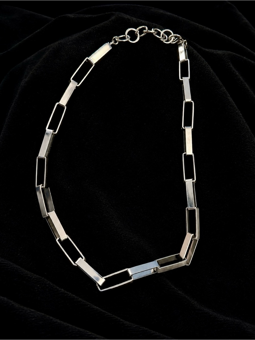 Minimalist Silver Chunky Paperclip Link Necklace Rectangular Chain NWOT